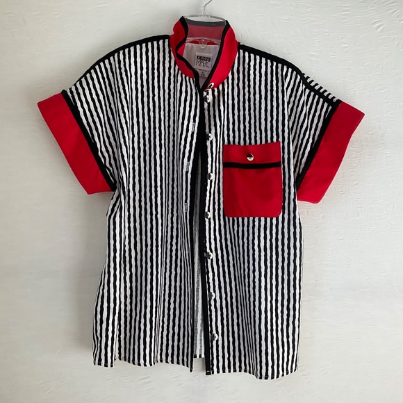 Jeanne Marc Button Up Shirt Vintage ‘80s Short Sleeve Boho Graphic Size S 8 - 10 - Picture 2 of 16